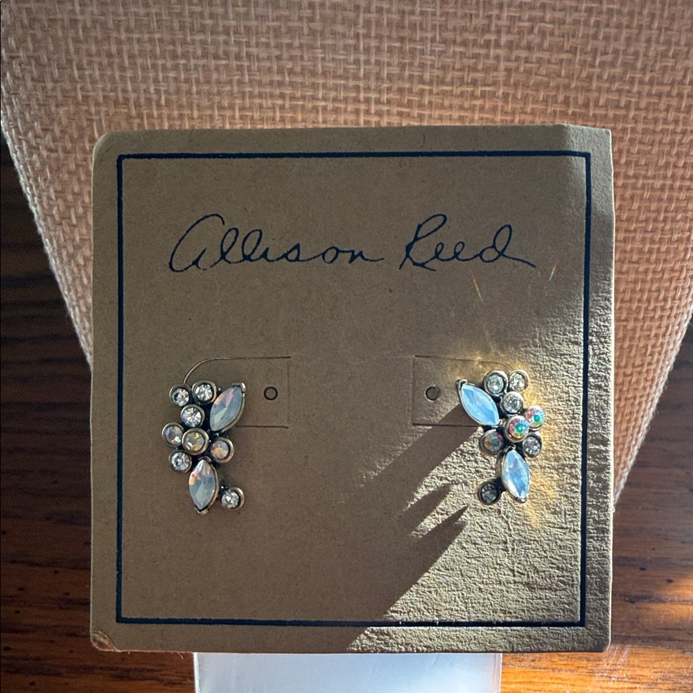 Crystal Cluster Stud Earrings - Iridescent White